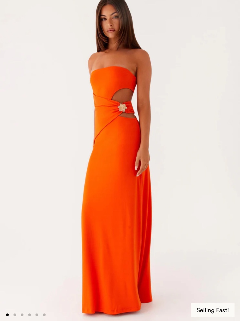 Peppermayo Strapless Orange Cutout Gown